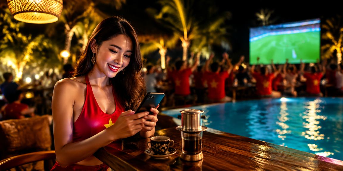 Người dùng thưởng thức casino trên điện thoại tại quán cà phê Mũi Né